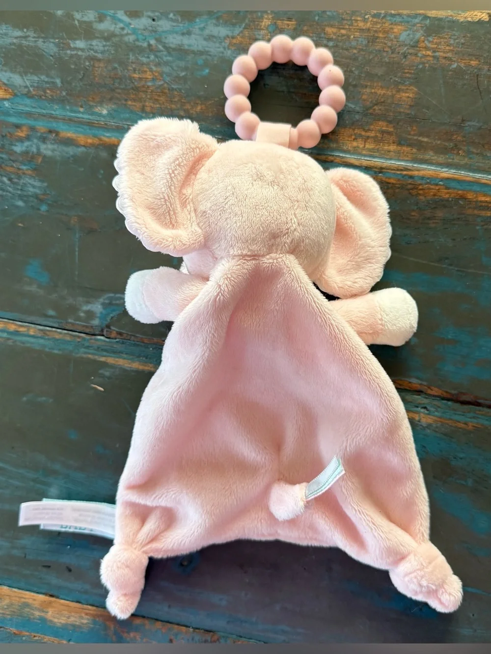 Douglas Baby Elephant Pink Baby Lovey Teether Bird Nest Knotted Lovie Security
